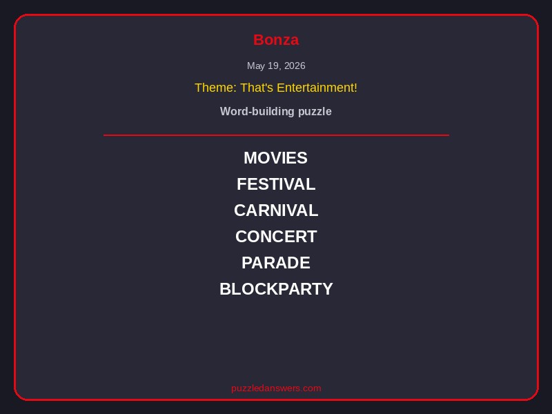 Netflix Puzzled Bonza Solution May 19 2026