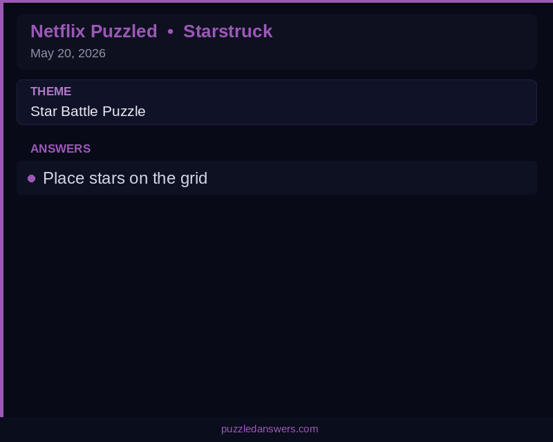 Netflix Puzzled Starstruck Solution May 20 2026
