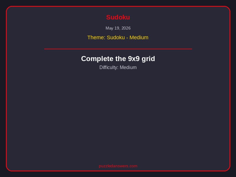Netflix Puzzled Sudoku Solution May 19 2026